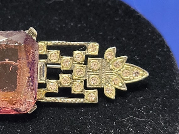 Vintage Art Deco Style Horizontal Purple Brooch w… - image 3