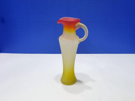 Vintage Kanawha Amberina Satin Glass Pitcher 7"