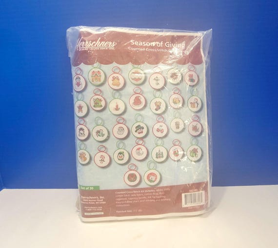 Vintage Herrschner's Season of Giving Counted Cross Stitch Ornaments Kit