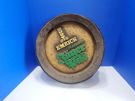 Vintage German Beer Barrel Sign Brewery Advertising