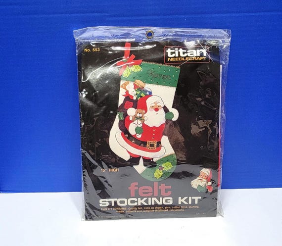 Vintage Titan Needlecraft Felt Stocking Kit Sequin Santa