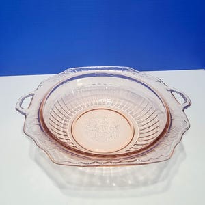 Vintage Pink Depression Glass Mayfair Serving Bowl with Handles