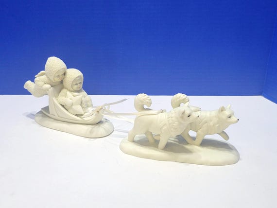 Vintage Department 56 Snowbabies Mush Sled Dogs Figurine