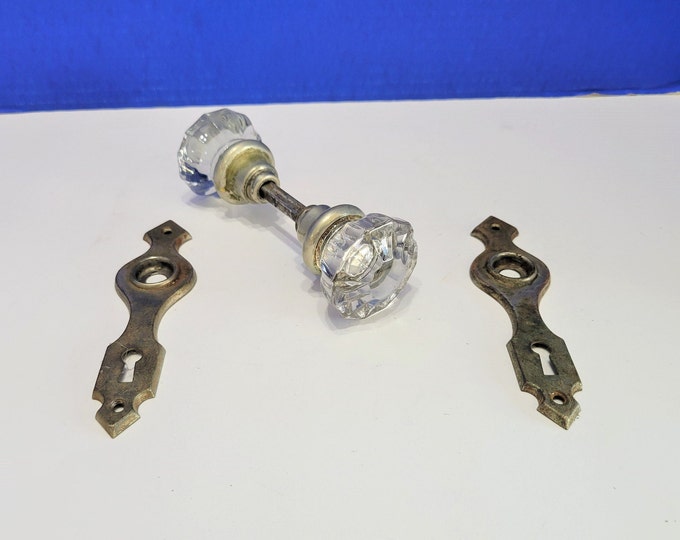 Antique Glass Door Knob With Lock Hardware Etsy