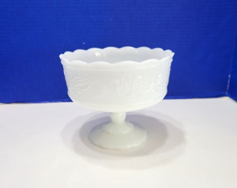 Vintage Milk Glass Pedestal Compote Candy Dish EO Brody