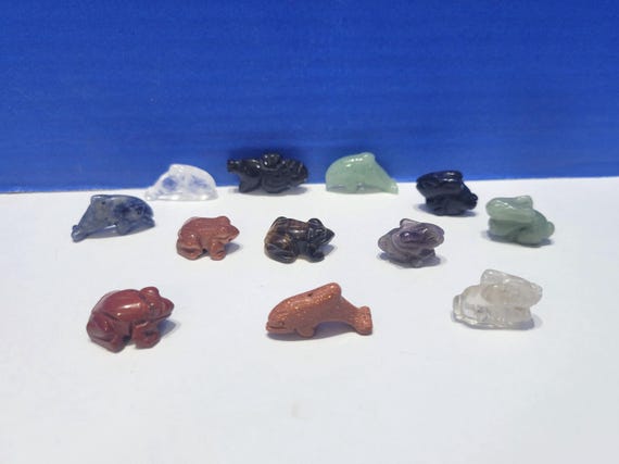 Vintage Natural Stone Animal Beads Large Lot of 12