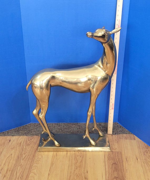 Vintage Monumental Midcentury Modern Solid Brass Deer 30" Tall