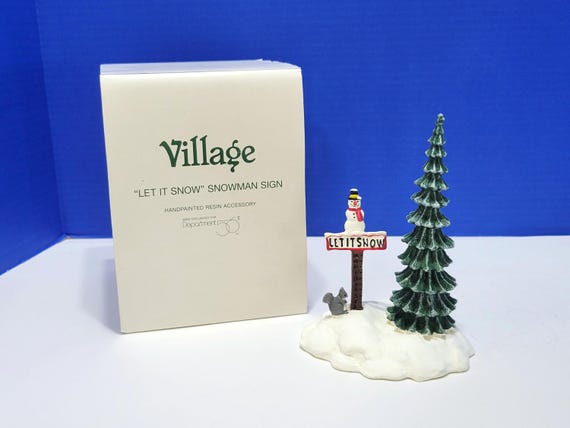 Vintage Department 56 Snow Village Let it Snow Snowman Sign