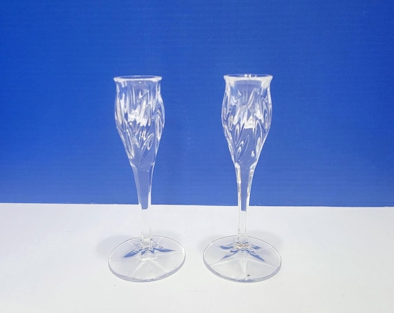 Vintage Gorham Crystal Star Blossom Candlesticks Pair