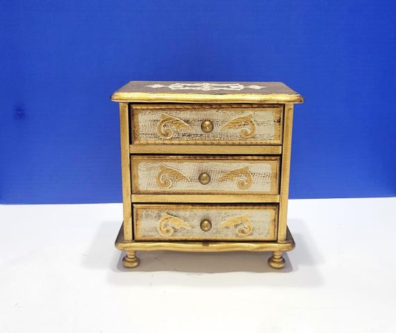 Vintage Florentine Gold Musical Jewelry Box
