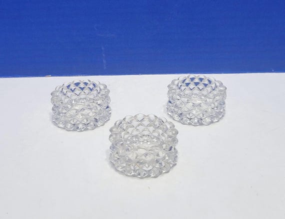 Vintage Round Crystal Salt Cellars Set of 3
