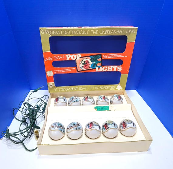 Vintage Bradford Christmas Pop Lights Ornaments in Box