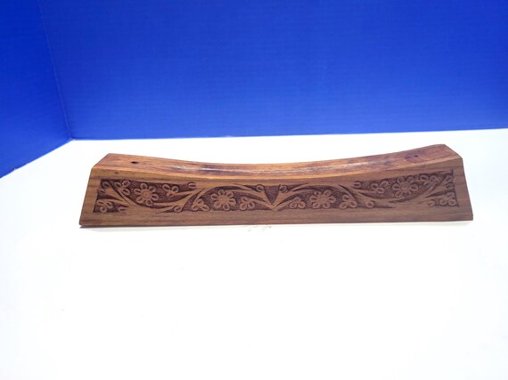 Vintage Wood Carved Incense Holder with Hidden Storage