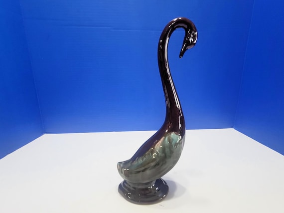 Vintage Enesco Brown Pottery Swan Figurine