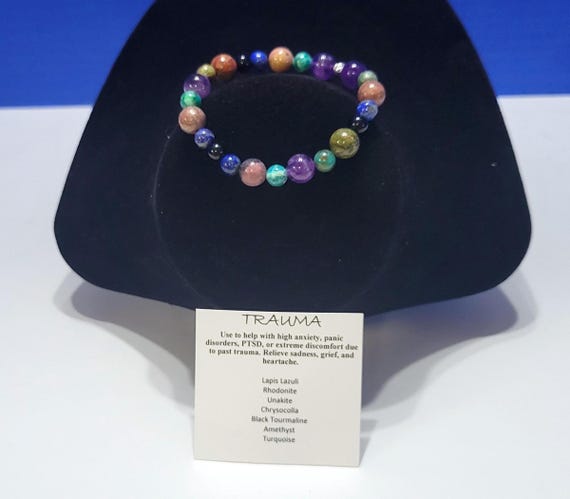 Vintage Multicolored Natural Stone Beaded Power Bracelet for Trauma