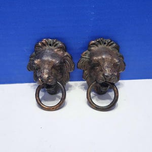 Antique Bronze Metal Lions Head Dresser Drawer Pull Knobs