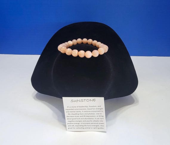 Vintage Natural Sunstone Beaded Bracelet for Mental Clarity