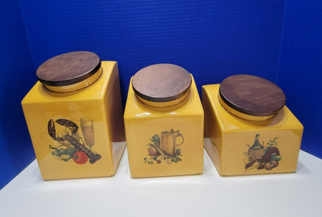 Vintage Myalyn Canisters Mustard Yellow Set of 3 Etsy