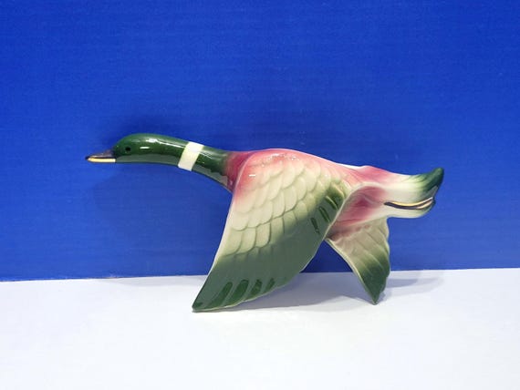 Vintage Mallard Duck Ceramic Wall Hanging Planter