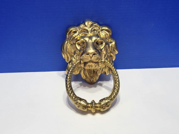 Vintage Large Heavy Brass Lions Head Door Knocker