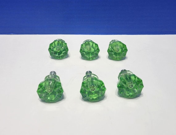 Vintage Green Depression Glass Drawer Pulls Lot of 6