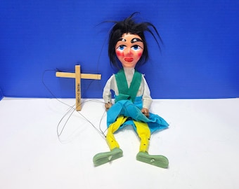 Marionnette à Fils Ancienne - Vielle Femme, Années 60, Très Bon état