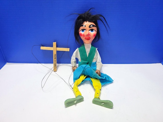 Vintage Folk Art Marionette Puppet Made in Mexico