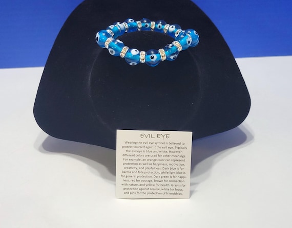 Vintage Evil Eye Sparkly Rhinestone Beaded Bracelet for Protection