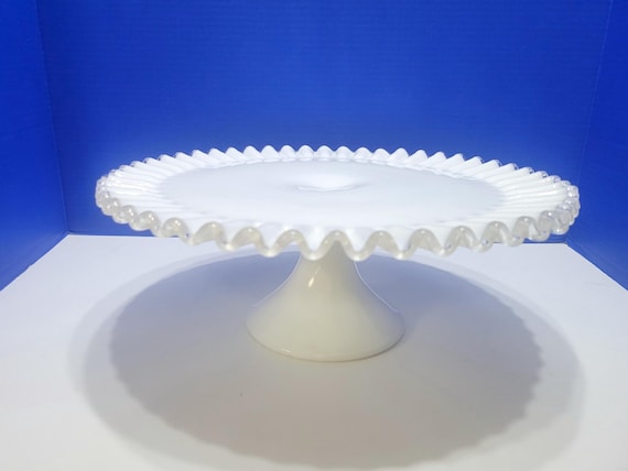 Vintage Fenton Silvercrest Cake Pedestal Ruffled