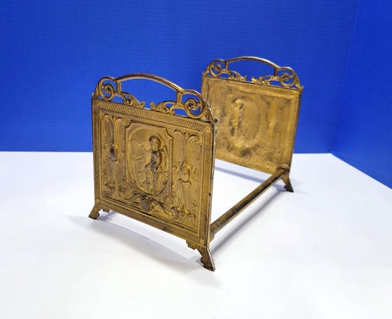 Antique Brass Expandable Book Holder Ornate Cherubs