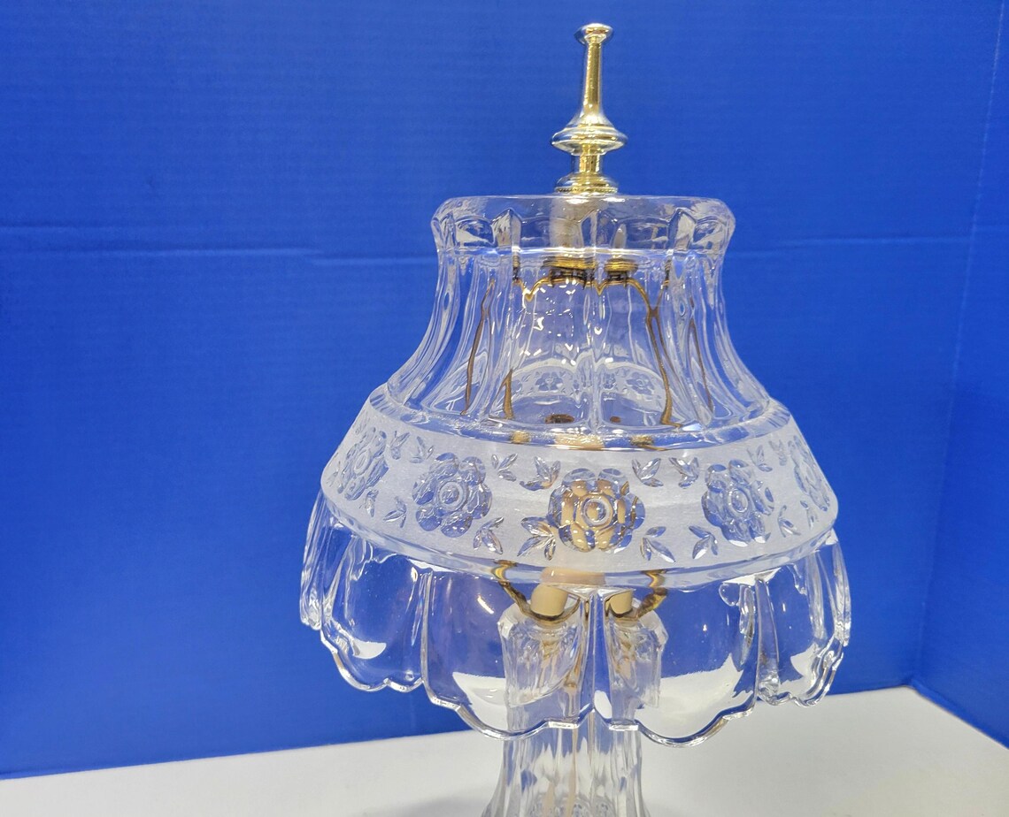 Vintage Anna Hutte Lead Crystal Budoir Table Lamp, photo 3 sur 5