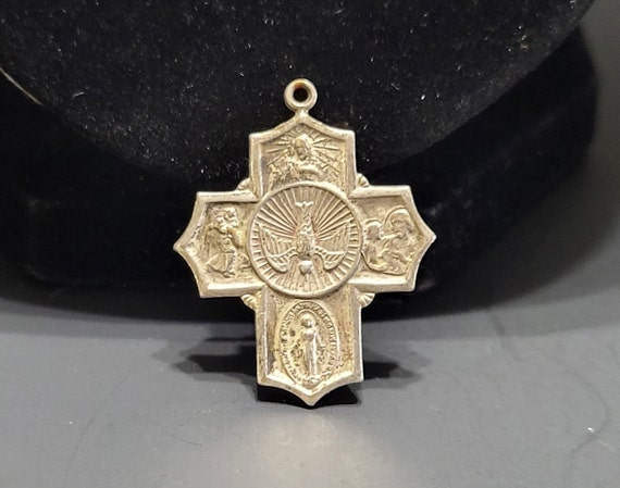 Vintage 5-Way Cross Crucifix Pendant Catholic Jewelry