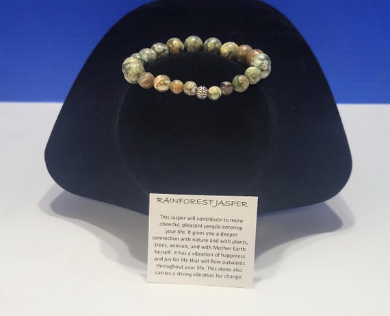 Vintage Rainforest Jasper Faceted Beaded Bracelet for Joy