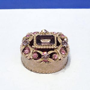 ヴィンテージ フロレンツァ ピンク 宝石付き 小物入れ ピンク ベルベット裏地