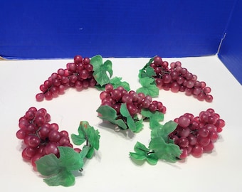 Bunches Vintage Red Grape Clusters Lot of 5