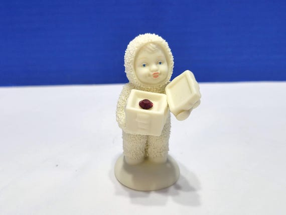 Vintage Department 56 Snow Babies A Gift for You Ruby Red Birthstone Figurine