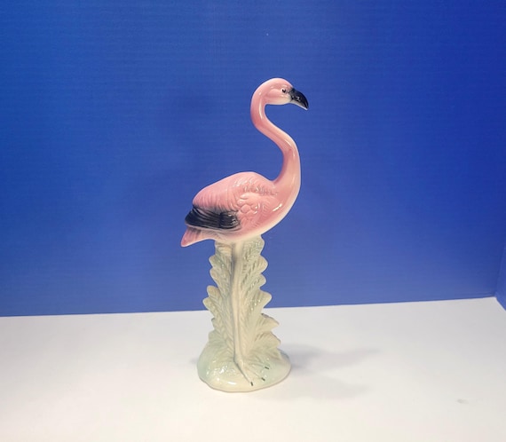 Vintage Flamingo Figurine Standing Upright Pastel Coloring
