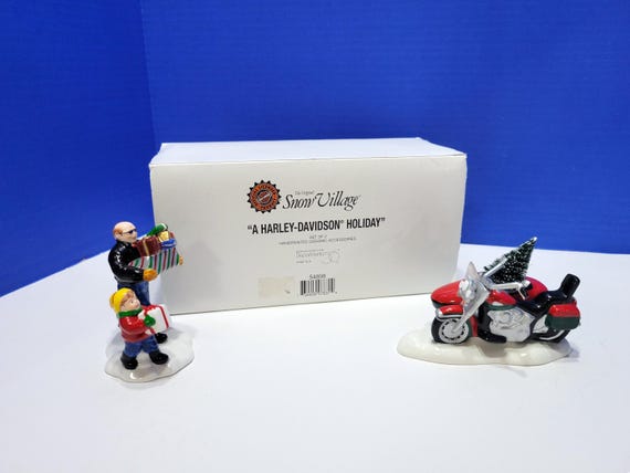 Vintage Department Snow Village 56 A Harley-Davidson Holiday