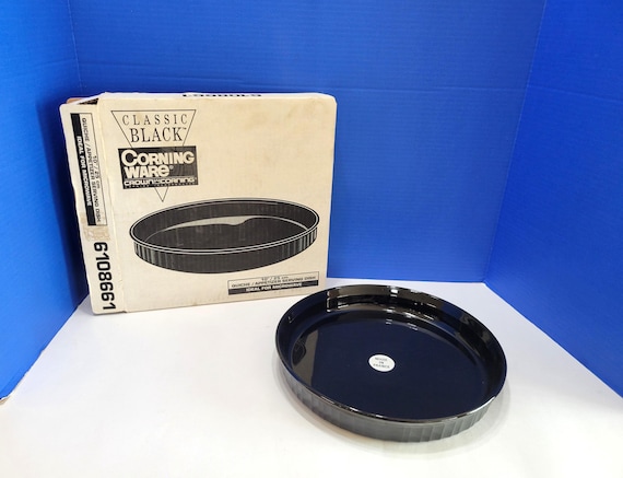 Vintage Black Corningware Quich Appetizer Serving Dish in Original Box