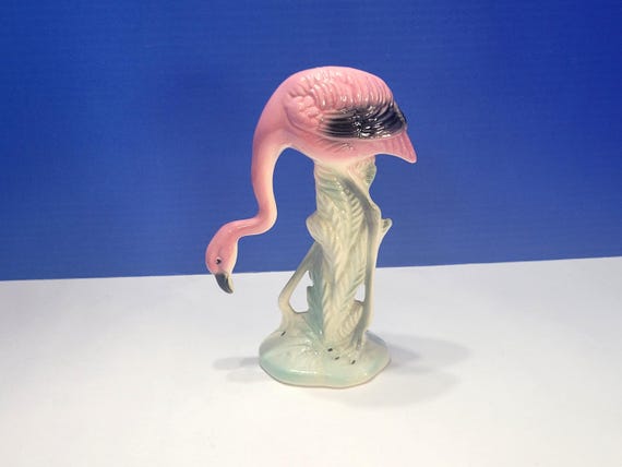 Vintage Flamingo Figurine Head Down Pastel Coloring