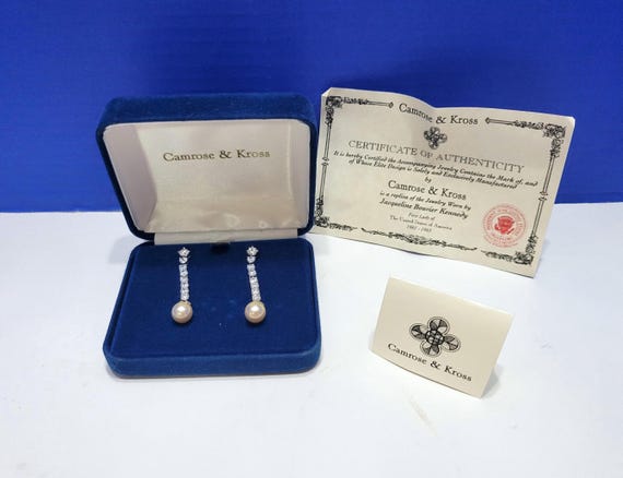 Vintage Camrose & Kross Jacqueline Kennedy Faux Pearl Drop Post Earrings