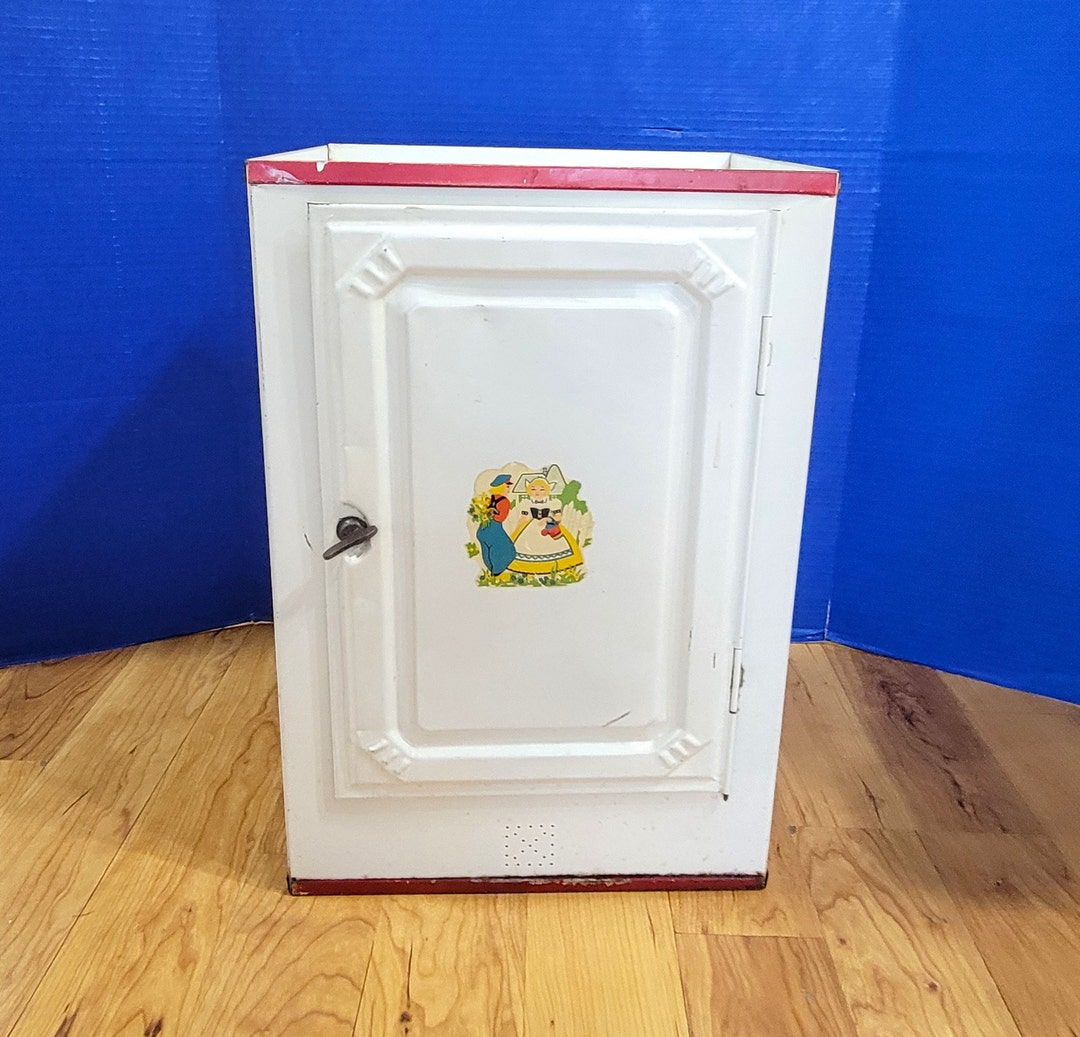 Vintage Metal Bread Box Pie Safe Red and White With Dutch Boy Etsy