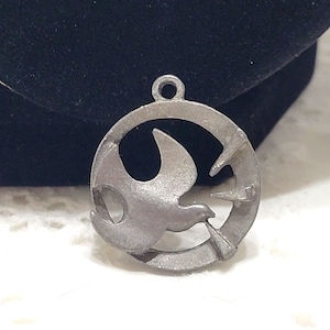 Vintage Christian Dove Silver Tone Metal Pendant