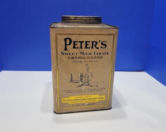 Antique Peter's Sweet Milk Cocoa 5 Pound Tin General Store