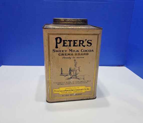 Antique Peter's Sweet Milk Cocoa 5 Pound Tin General Store