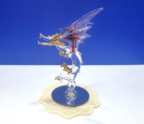 Vintage Large Glass Baron Crystal Dragon Figurine