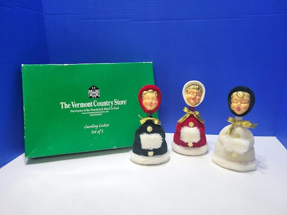 Vintage Vermont Country Store Caroling Cuties Bobble Head Christmas Figurines