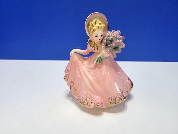Vintage Rare Josef Originals Flower Girl Lilacs Series Ceramic Figurine