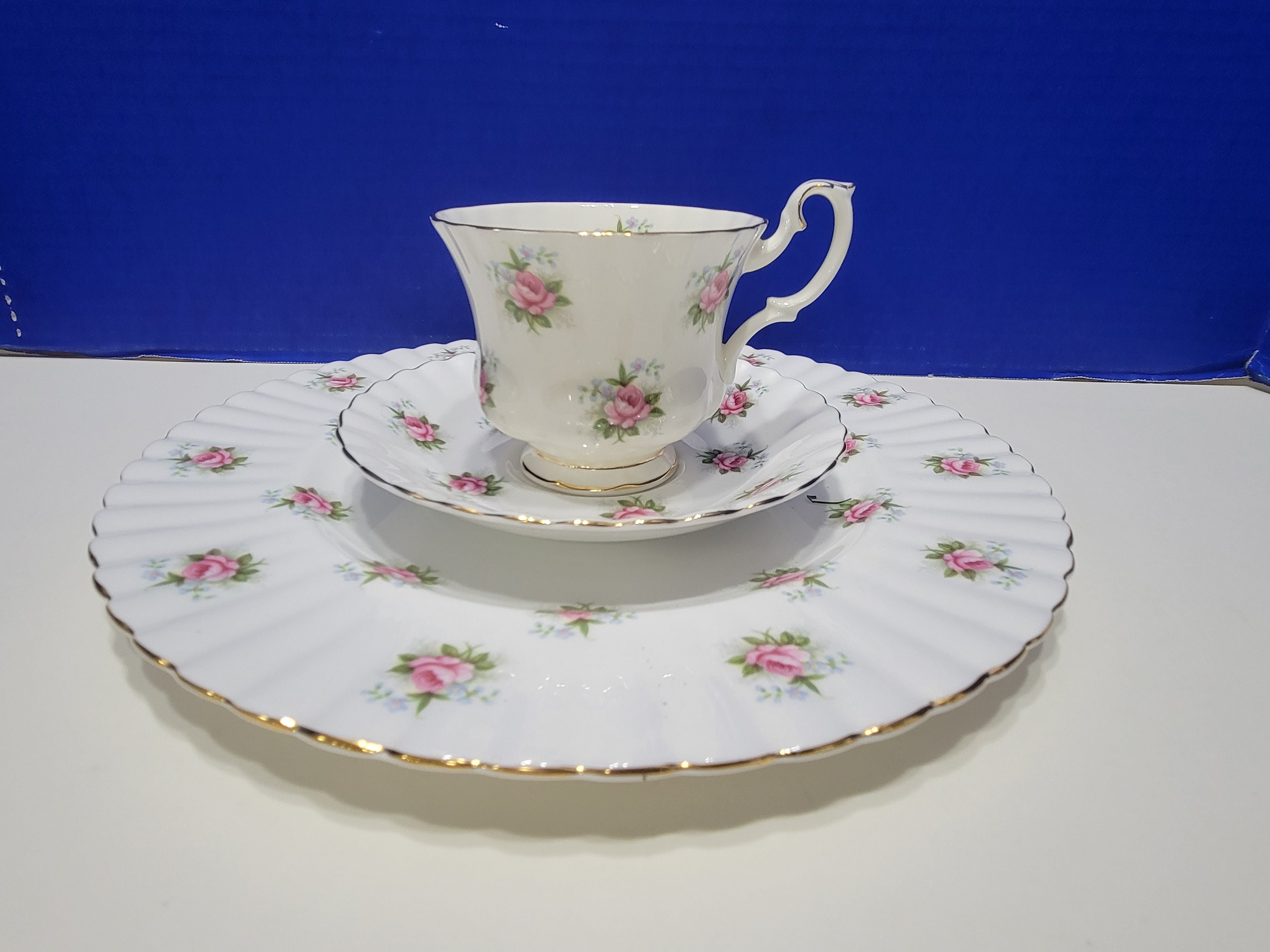 Vintage Royal Albert 3 Piece Tea Cup, Saucer, and Plate Rose