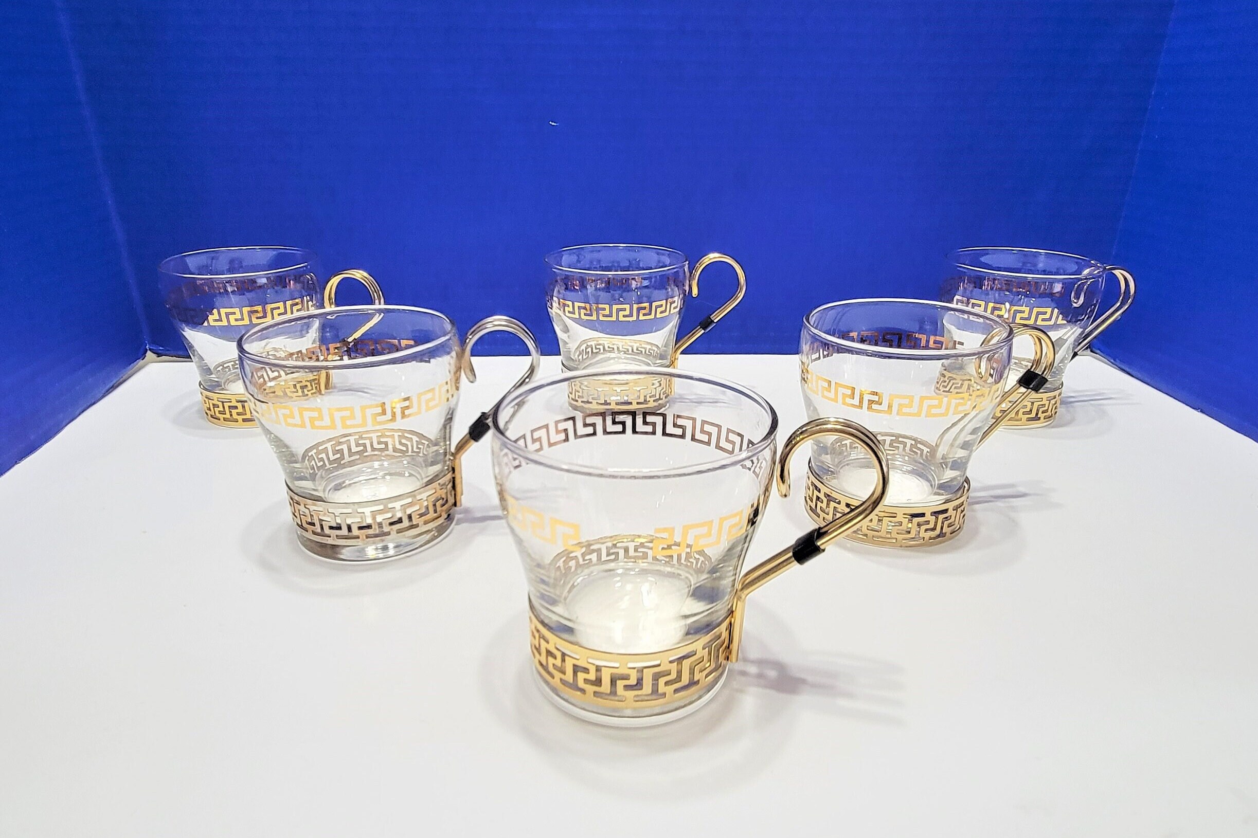Vintage Libbey Gold Greek Key Glasses Set of 6